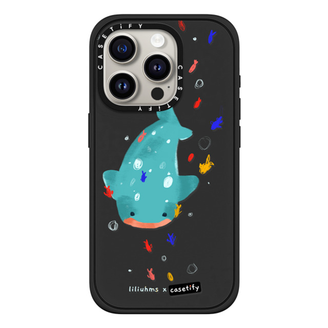 Liliuhms x CASETiFY iPhone 15 Pro ケース マットブラック インパクトケース MagSafe対応 Whale Shark & Friends