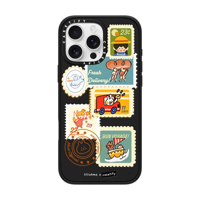 Liliuhms x CASETiFY iPhone 16 Pro Max ケース マットブラック インパクトケース MagSafe対応 Postage Party