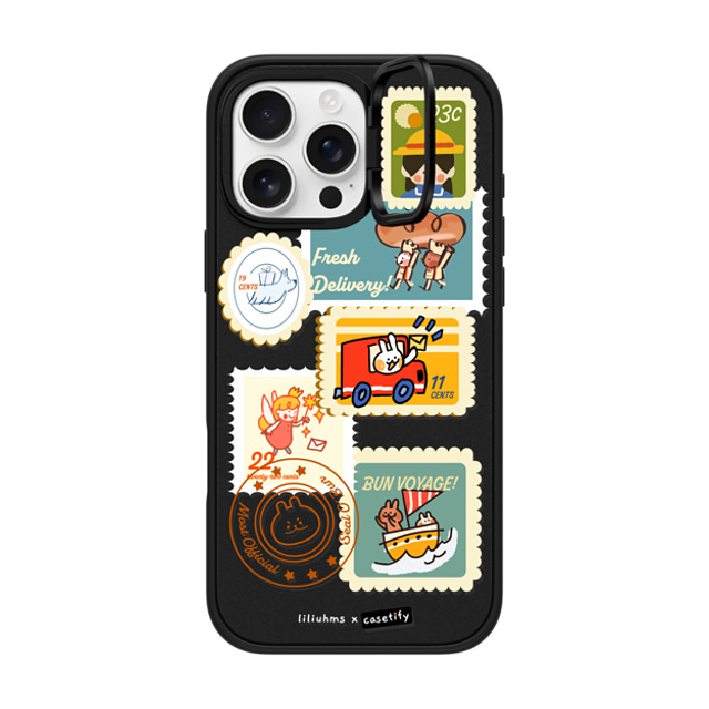 Liliuhms x CASETiFY iPhone 16 Pro Max ケース マットブラック インパクトリングスタンドケース MagSafe対応 Postage Party