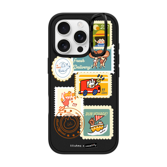 Liliuhms x CASETiFY iPhone 16 Pro ケース マットブラック インパクトリングスタンドケース MagSafe対応 Postage Party