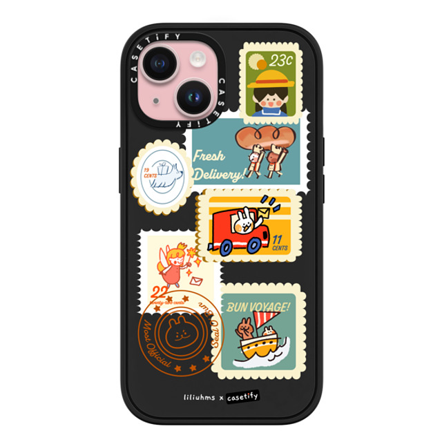 Liliuhms x CASETiFY iPhone 15 ケース マットブラック インパクトケース MagSafe対応 Postage Party