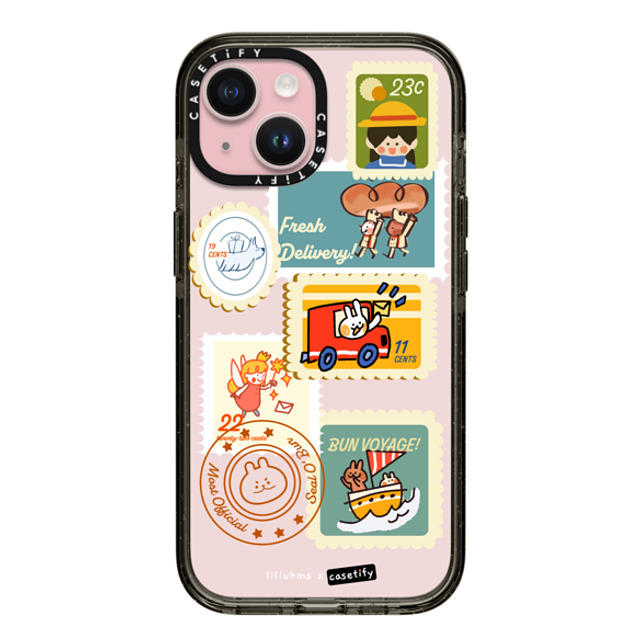 Liliuhms x CASETiFY iPhone 15 ケース ブラック インパクトケース Postage Party