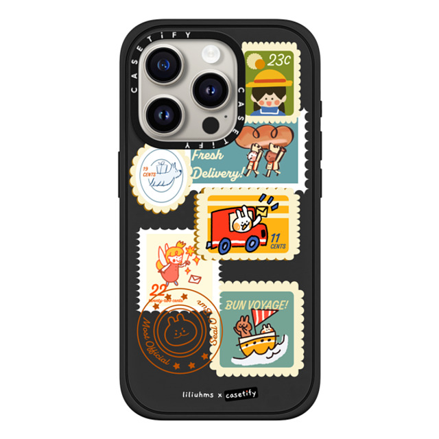 Liliuhms x CASETiFY iPhone 15 Pro ケース マットブラック インパクトケース MagSafe対応 Postage Party