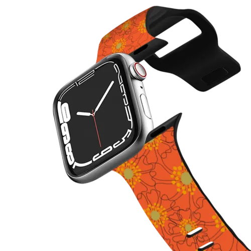 Apple Watch Series 7-9 (45mm) - Line Flowers over Red by Oh So Graceful