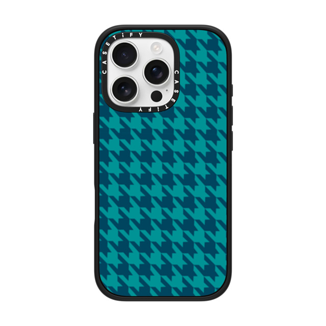 Oh So Graceful x CASETiFY iPhone 16 Pro Case Preppy,Checkered Matte Black Impact Case MagSafe Compatible Blue Houndstooth by Oh So Graceful Father's Day Oh So Graceful x CASETiFY iPhone 16 Pro Case Preppy,Checkered Matte Black Impact Case MagSafe Compatible Blue Houndstooth by Oh So Graceful Father's Day