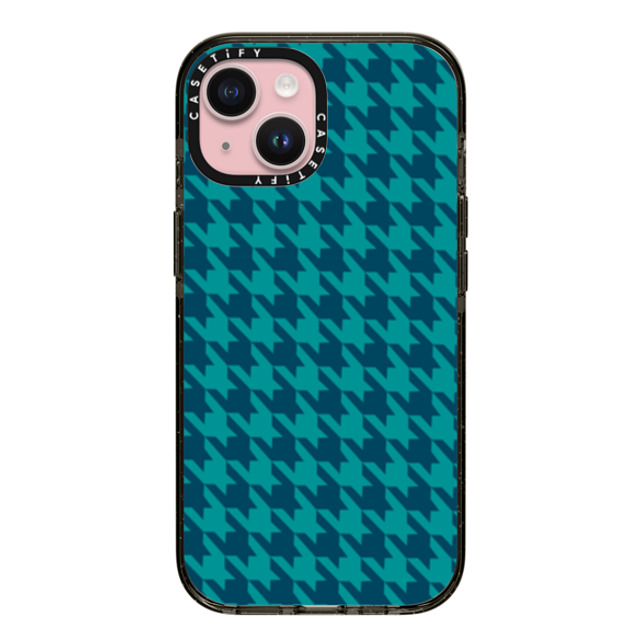 Oh So Graceful x CASETiFY iPhone 15 Case Preppy,Checkered Black Impact Case MagSafe Compatible Blue Houndstooth by Oh So Graceful Father's Day Oh So Graceful x CASETiFY iPhone 15 Case Preppy,Checkered Black Impact Case MagSafe Compatible Blue Houndstooth by Oh So Graceful Father's Day