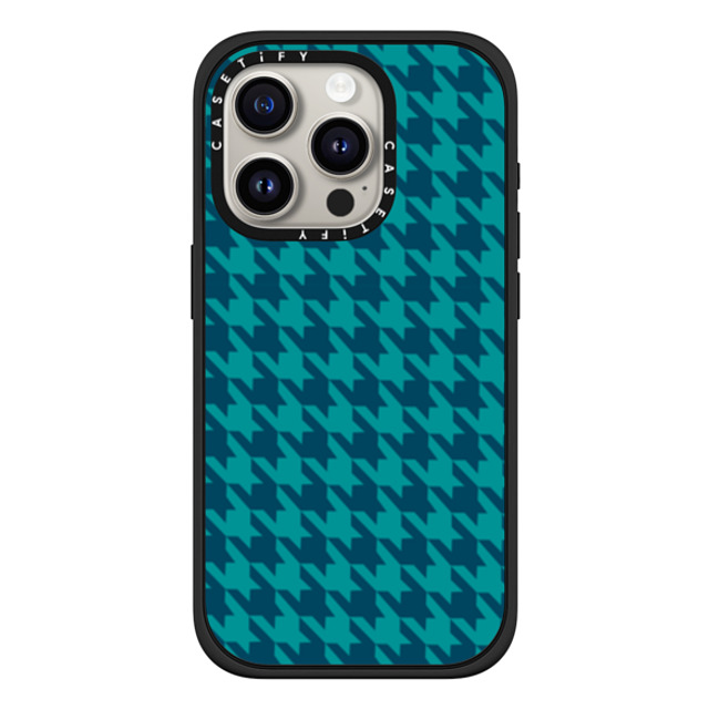 Oh So Graceful x CASETiFY iPhone 15 Pro Case Preppy,Checkered Matte Black Impact Case MagSafe Compatible Blue Houndstooth by Oh So Graceful Father's Day Oh So Graceful x CASETiFY iPhone 15 Pro Case Preppy,Checkered Matte Black Impact Case MagSafe Compatible Blue Houndstooth by Oh So Graceful Father's Day