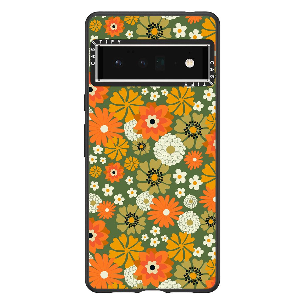 Impact Pixel 6 Pro Case - 70s Floral over Green by Oh So Graceful