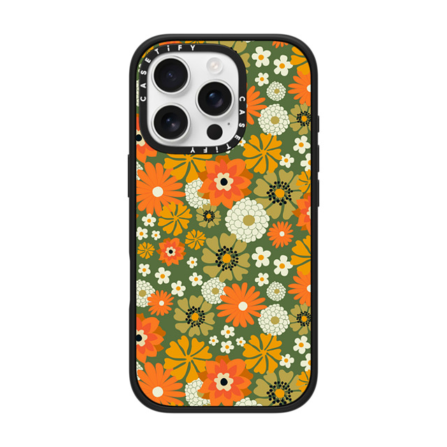 Oh So Graceful x CASETiFY iPhone 16 Pro Case Floral,Y2K Matte Black Impact Case MagSafe Compatible 70s Floral over Green by Oh So Graceful Father's Day Oh So Graceful x CASETiFY iPhone 16 Pro Case Floral,Y2K Matte Black Impact Case MagSafe Compatible 70s Floral over Green by Oh So Graceful Father's Day