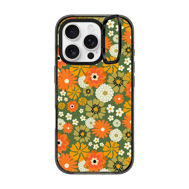 Oh So Graceful x CASETiFY iPhone 16 Pro Case Floral,Y2K Black インパクトリングスタンドケース MagSafe対応 70s Floral over Green by Oh So Graceful Father's Day Oh So Graceful x CASETiFY iPhone 16 Pro Case Floral,Y2K Black インパクトリングスタンドケース MagSafe対応 70s Floral over Green by Oh So Graceful Father's Day