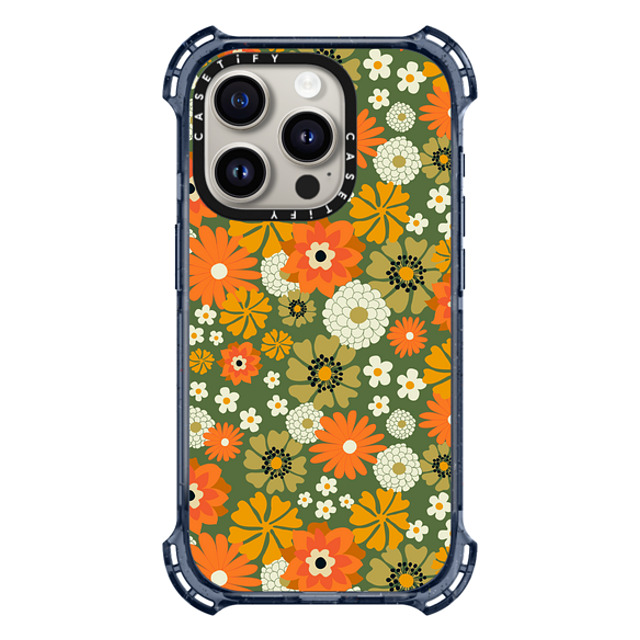 Oh So Graceful x CASETiFY iPhone 15 Pro ケース Classic Blue バウンスケース 70s Floral over Green by Oh So Graceful