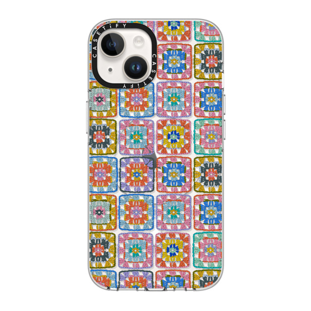 Oh So Graceful x CASETiFY iPhone 14 Case Clear Clear Case MagSafe Compatible Grannie Squares by Oh So Graceful Oh So Graceful x CASETiFY iPhone 14 Case Clear Clear Case MagSafe Compatible Grannie Squares by Oh So Graceful