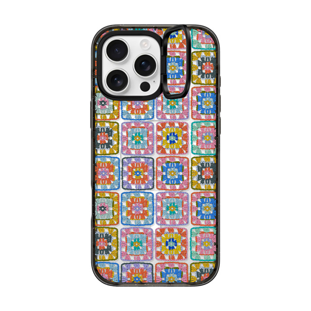 Oh So Graceful x CASETiFY iPhone 16 Pro Max ケース ブラック インパクトリングスタンドケース MagSafe対応 Grannie Squares by Oh So Graceful