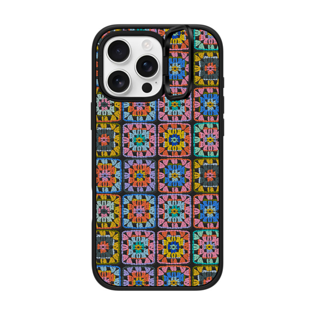 Oh So Graceful x CASETiFY iPhone 16 Pro Max ケース マットブラック インパクトリングスタンドケース MagSafe対応 Grannie Squares by Oh So Graceful