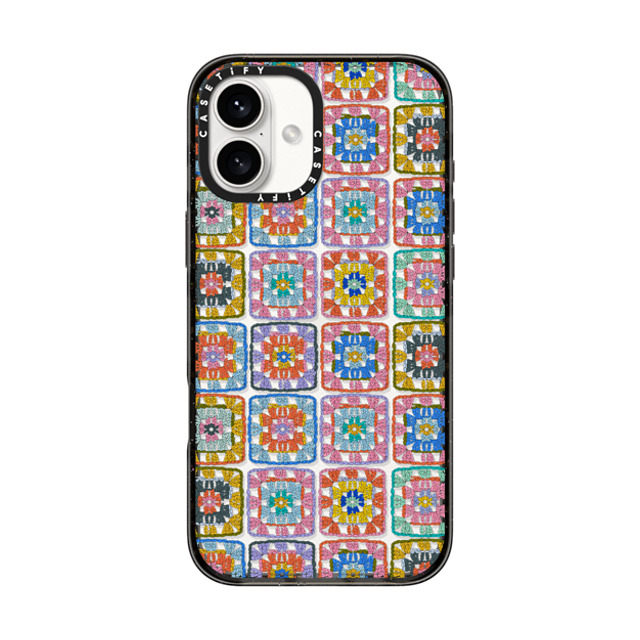 Oh So Graceful x CASETiFY iPhone 16 Plus Case Black Impact Case Grannie Squares by Oh So Graceful Oh So Graceful x CASETiFY iPhone 16 Plus Case Black Impact Case Grannie Squares by Oh So Graceful