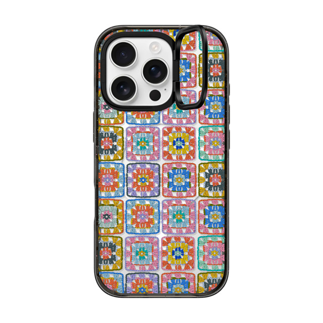 Oh So Graceful x CASETiFY iPhone 16 Pro ケース ブラック インパクトリングスタンドケース MagSafe対応 Grannie Squares by Oh So Graceful