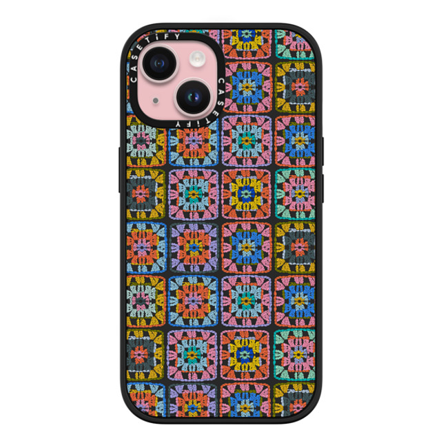 Oh So Graceful x CASETiFY iPhone 15 ケース マットブラック インパクトケース MagSafe対応 Grannie Squares by Oh So Graceful