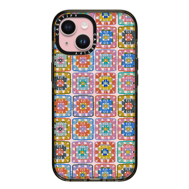 Oh So Graceful x CASETiFY iPhone 15 ケース ブラック インパクトケース Grannie Squares by Oh So Graceful