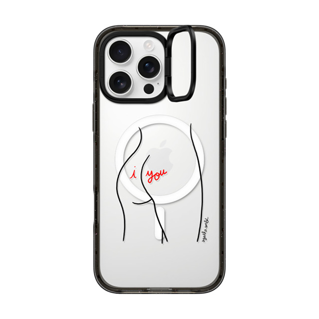 Agathe Sorlet x CASETiFY iPhone 16 Pro Max ケース ブラック インパクトリングスタンドケース MagSafe対応 I Love You