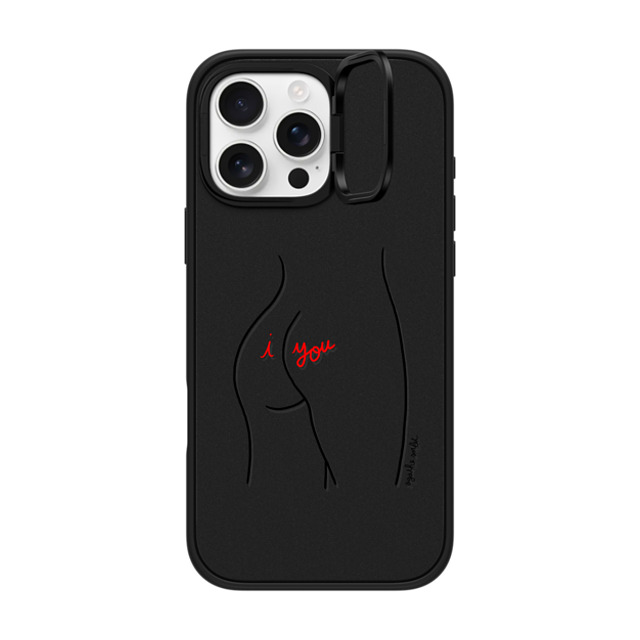 Agathe Sorlet x CASETiFY iPhone 16 Pro Max ケース マットブラック インパクトリングスタンドケース MagSafe対応 I Love You