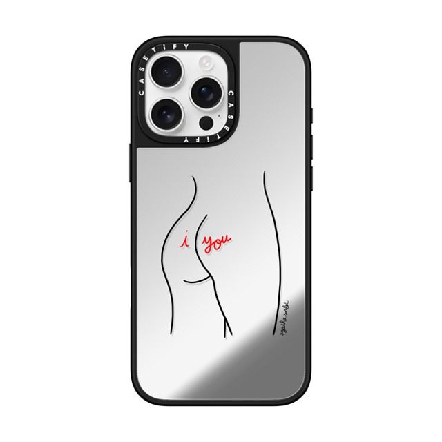 Agathe Sorlet x CASETiFY iPhone 16 Pro Max ケース Silver on Black ミラーケース MagSafe対応 I Love You