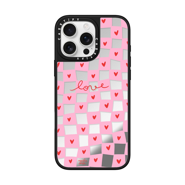 Agathe Sorlet x CASETiFY iPhone 16 Pro Max ケース Checkered,Heart Silver on Black ミラーケース MagSafe対応 いいね Back to School Agathe Sorlet x CASETiFY iPhone 16 Pro Max ケース Checkered,Heart Silver on Black ミラーケース MagSafe対応 いいね Back to School