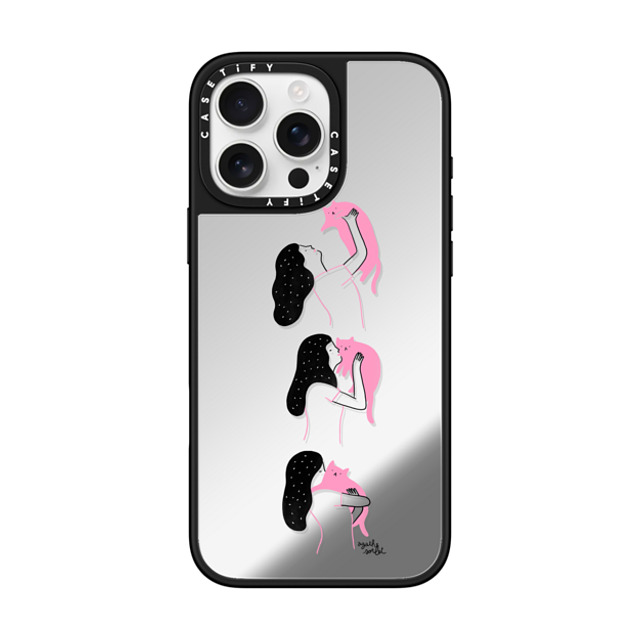 Agathe Sorlet x CASETiFY iPhone 16 Pro Max ケース Silver on Black ミラーケース MagSafe対応 Cat Cuddle Father's Day Agathe Sorlet x CASETiFY iPhone 16 Pro Max ケース Silver on Black ミラーケース MagSafe対応 Cat Cuddle Father's Day