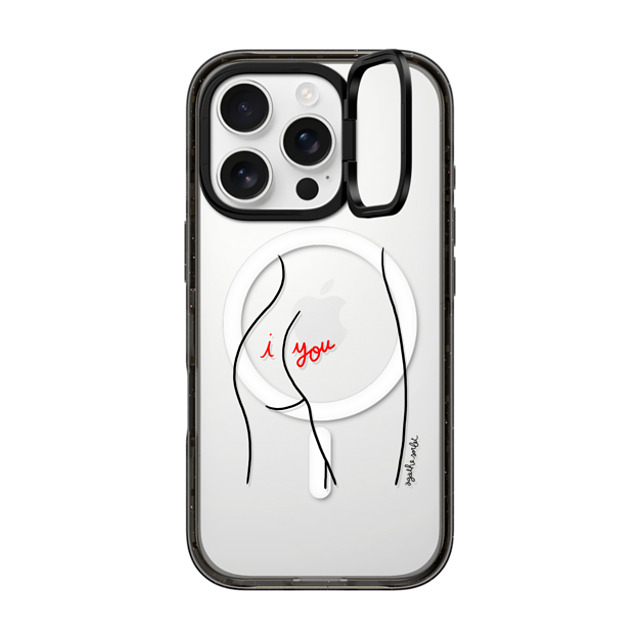 Agathe Sorlet x CASETiFY iPhone 16 Pro ケース ブラック インパクトリングスタンドケース MagSafe対応 I Love You