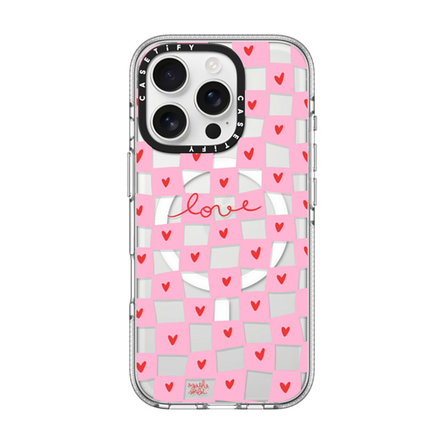 Agathe Sorlet x CASETiFY iPhone 16 Pro ケース Checkered,Heart クリア クリア ケース MagSafe対応 いいね Back to School Agathe Sorlet x CASETiFY iPhone 16 Pro ケース Checkered,Heart クリア クリア ケース MagSafe対応 いいね Back to School