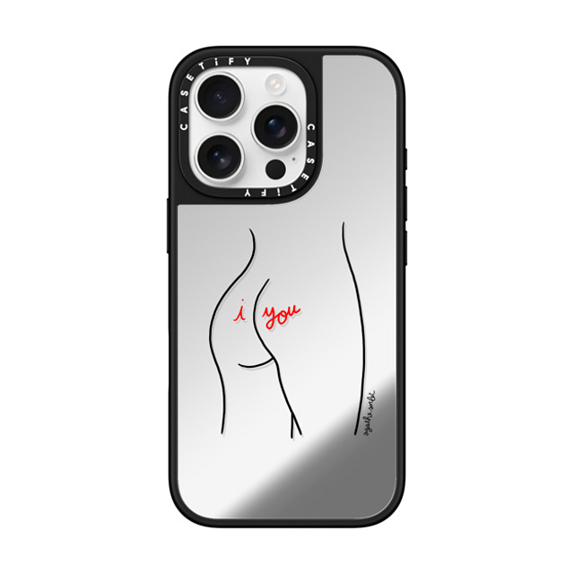 Agathe Sorlet x CASETiFY iPhone 16 Pro ケース Silver on Black ミラーケース MagSafe対応 I Love You