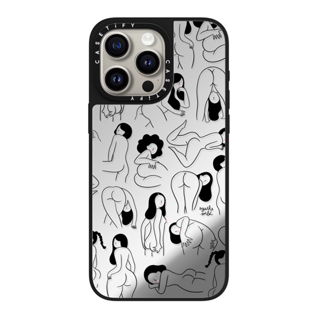 Agathe Sorlet x CASETiFY iPhone 15 Pro Max ケース Silver on Black ミラーケース MagSafe対応 Cheeks