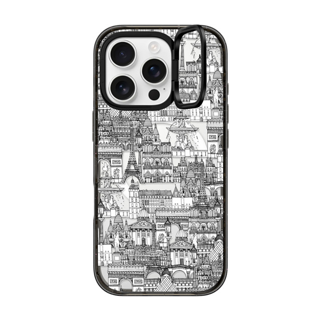 Sharon Turner x CASETiFY iPhone 16 Pro ケース Cartoon,Travel ブラック インパクトリングスタンドケース MagSafe対応 Paris toile transparent II Father's Day Sharon Turner x CASETiFY iPhone 16 Pro ケース Cartoon,Travel ブラック インパクトリングスタンドケース MagSafe対応 Paris toile transparent II Father's Day