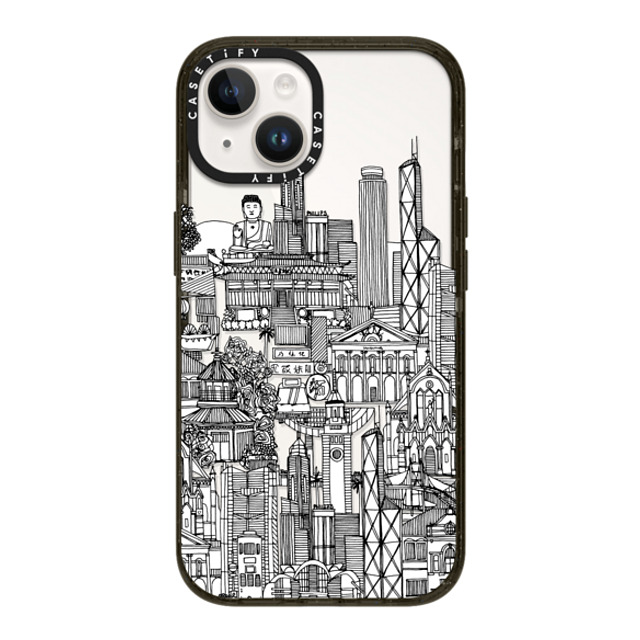 Sharon Turner x CASETiFY iPhone 14 ケース ブラック インパクトケース Hong Kong toile de jouy transparent