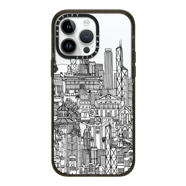 Sharon Turner x CASETiFY iPhone 14 Pro Max ケース ブラック インパクトケース MagSafe対応 Hong Kong toile de jouy transparent