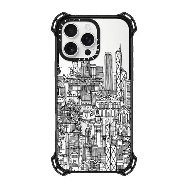 Sharon Turner x CASETiFY iPhone 16 Pro Max ケース ブラック バウンスケース Hong Kong toile de jouy transparent