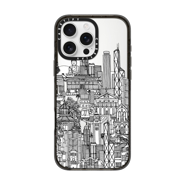 Sharon Turner x CASETiFY iPhone 16 Pro Max ケース ブラック インパクトケース Hong Kong toile de jouy transparent