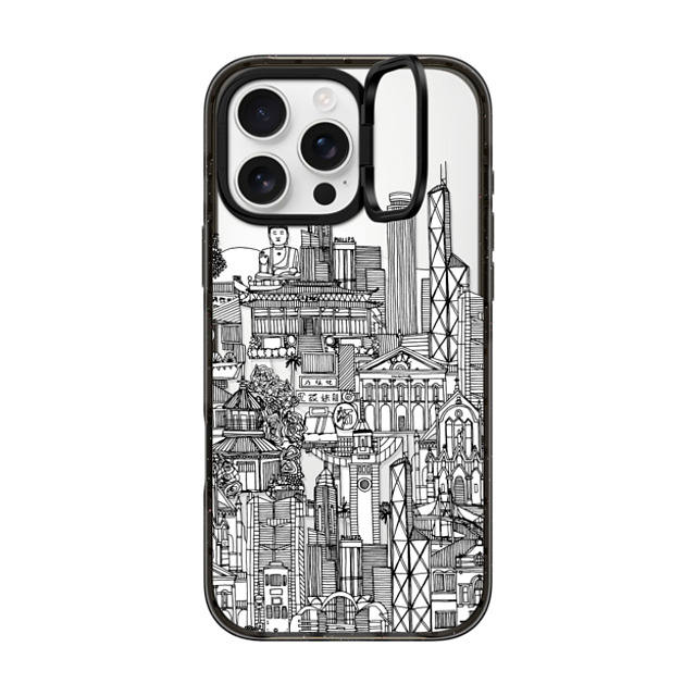 Sharon Turner x CASETiFY iPhone 16 Pro Max ケース ブラック インパクトリングスタンドケース MagSafe対応 Hong Kong toile de jouy transparent