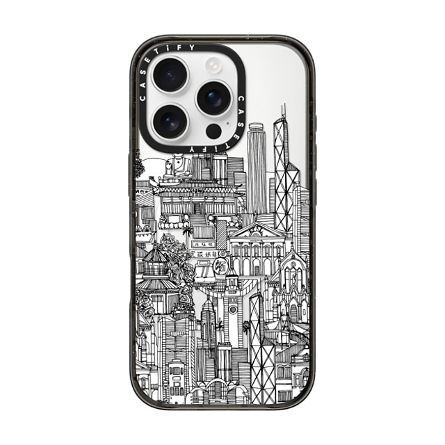 Sharon Turner x CASETiFY iPhone 16 Pro ケース ブラック インパクトケース MagSafe対応 Hong Kong toile de jouy transparent