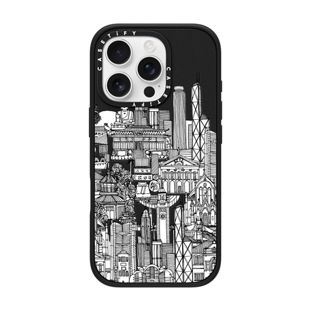 Sharon Turner x CASETiFY iPhone 16 Pro ケース マットブラック インパクトケース MagSafe対応 Hong Kong toile de jouy transparent