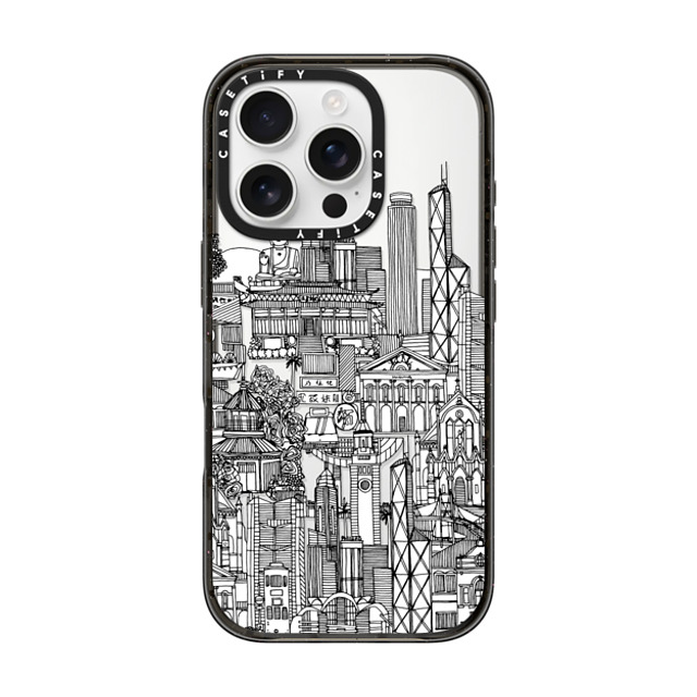 Sharon Turner x CASETiFY iPhone 16 Pro ケース ブラック インパクトケース Hong Kong toile de jouy transparent