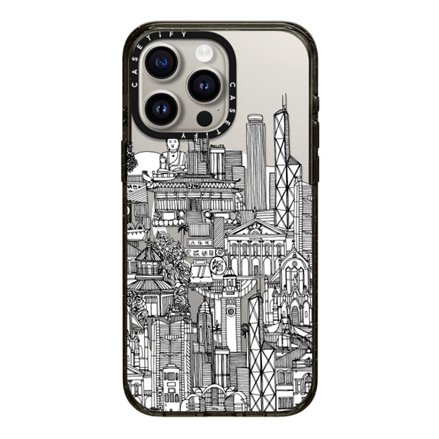 Sharon Turner x CASETiFY iPhone 15 Pro Max ケース ブラック インパクトケース MagSafe対応 Hong Kong toile de jouy transparent