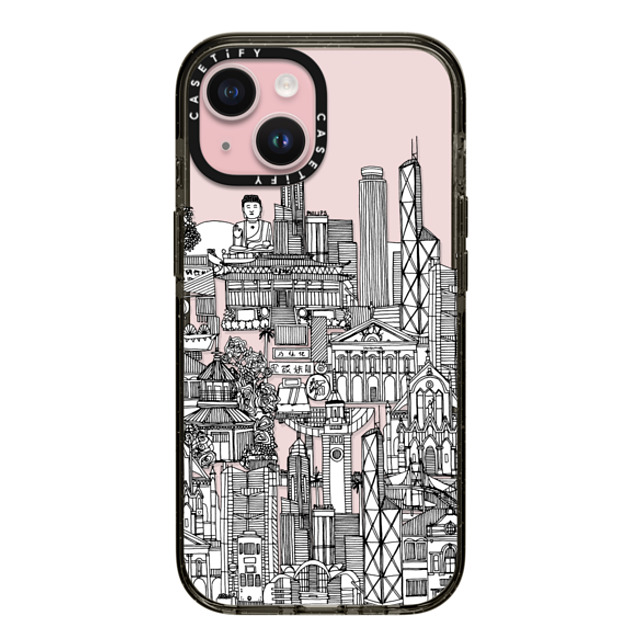 Sharon Turner x CASETiFY iPhone 15 ケース ブラック インパクトケース Hong Kong toile de jouy transparent