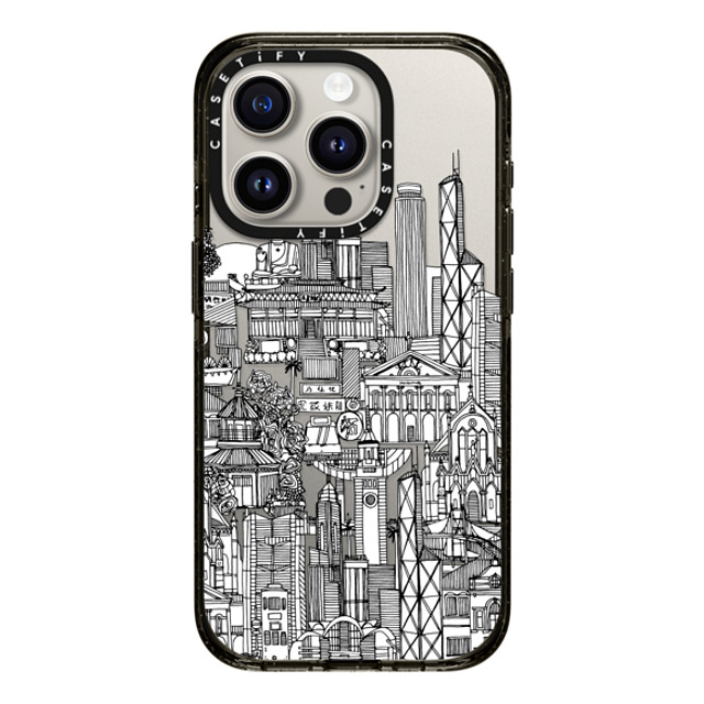 Sharon Turner x CASETiFY iPhone 15 Pro ケース ブラック インパクトケース Hong Kong toile de jouy transparent