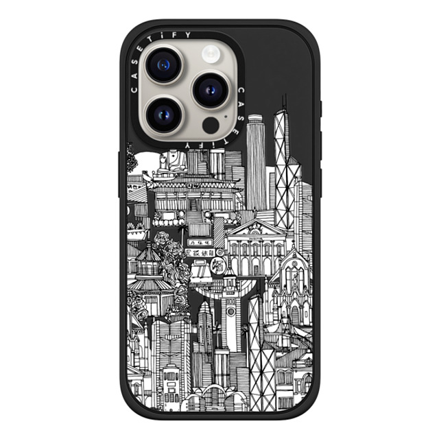 Sharon Turner x CASETiFY iPhone 15 Pro ケース マットブラック インパクトケース MagSafe対応 Hong Kong toile de jouy transparent