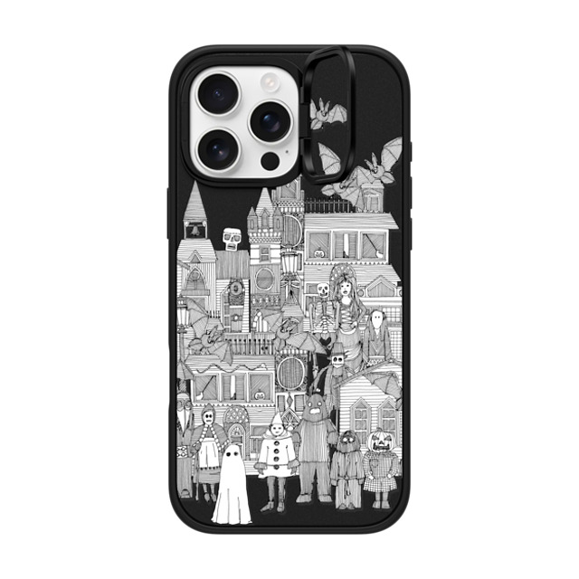 Sharon Turner x CASETiFY iPhone 16 Pro Max ケース マットブラック インパクトリングスタンドケース MagSafe対応 vintage halloween black white transparent