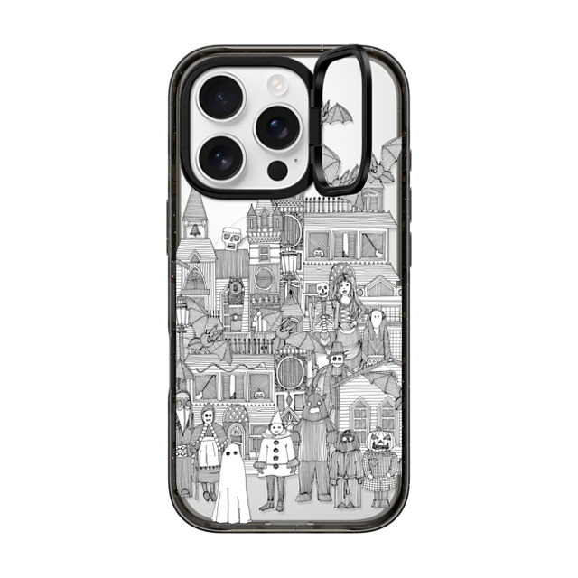 Sharon Turner x CASETiFY iPhone 16 Pro ケース ブラック インパクトリングスタンドケース MagSafe対応 vintage halloween black white transparent