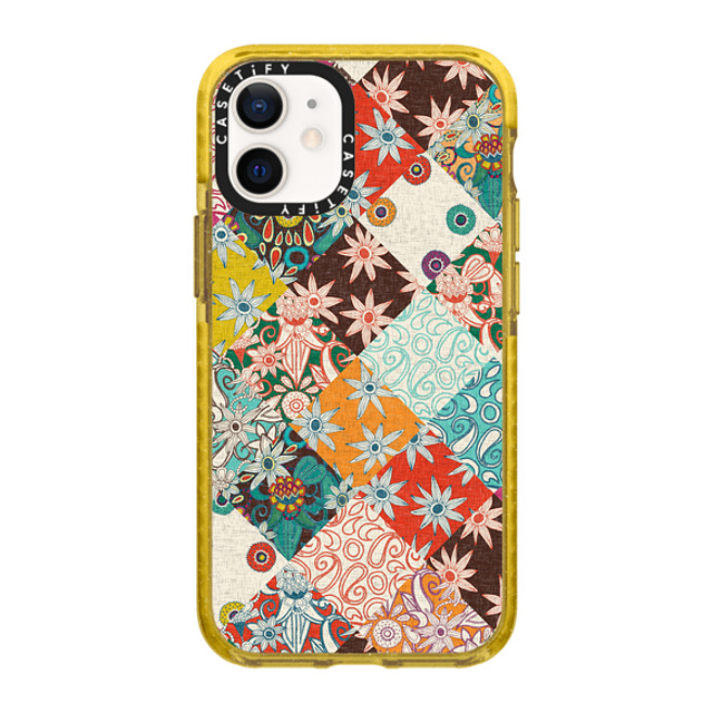 Sharon Turner x CASETiFY iPhone 12 mini ケース Yellow (Glitter) インパクトケース SARILMAK PATCHWORK