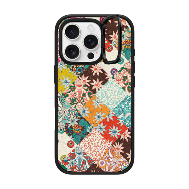 Sharon Turner x CASETiFY iPhone 16 Pro ケース マットブラック インパクトリングスタンドケース MagSafe対応 SARILMAK PATCHWORK