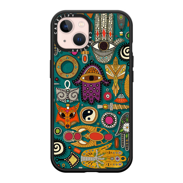 Sharon Turner x CASETiFY iPhone 13 ケース マットブラック インパクトケース MagSafe対応 TALISMANS viridian green