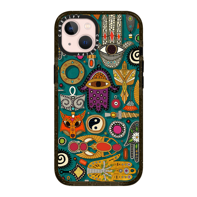 Sharon Turner x CASETiFY iPhone 13 ケース ブラック インパクトケース MagSafe対応 TALISMANS viridian green